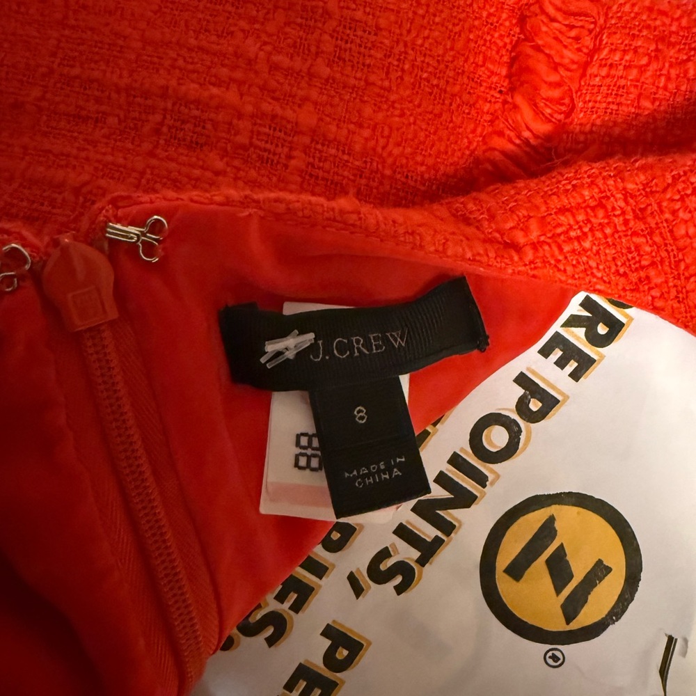 J. CREW Size 8 Sheath Dress Burnt orange/redTweed Texture Tiered Fringe Lined - Picture 6 of 12